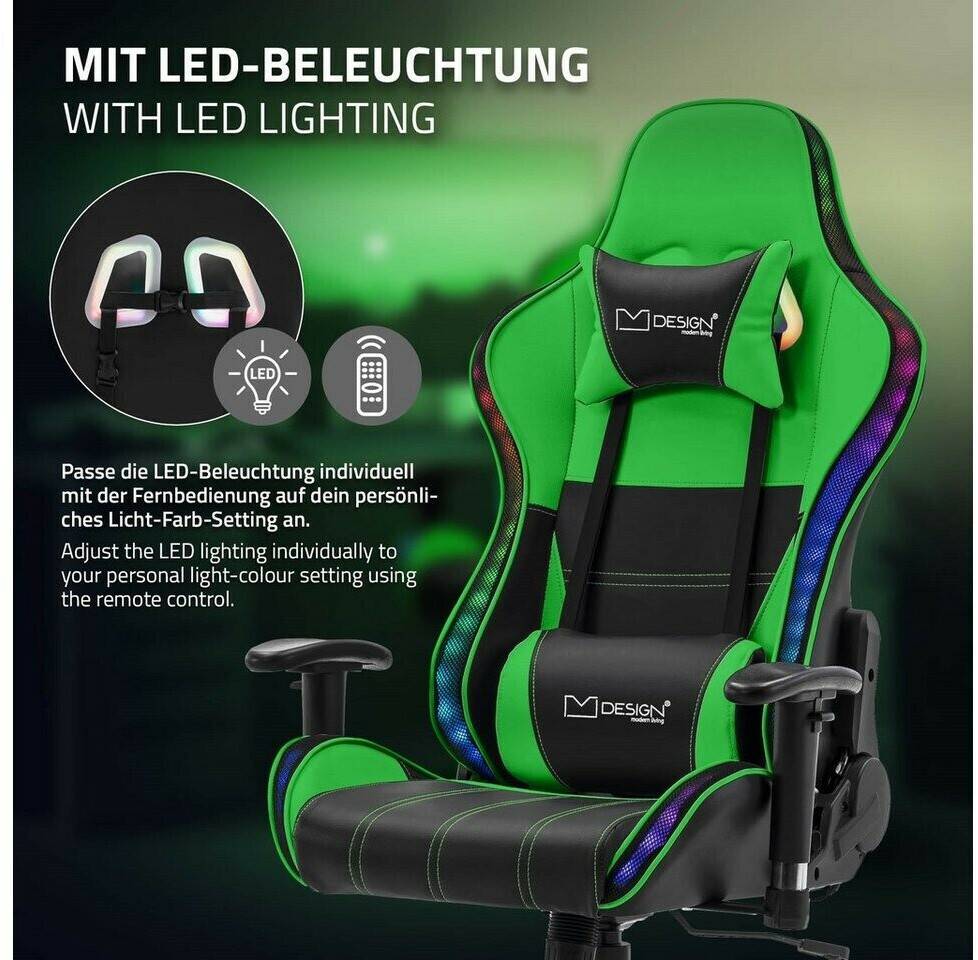 ML-Design Gaming Stuhl mit RGB & Bluetooth-Lautsprecherschwarz/grün ML-Design Gaming Stuhl mit RGB & Bluetooth-Lautsprecher