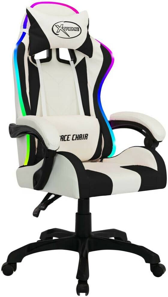 vidaXL Gaming-Stuhl mit RGB LED-Leuchten vidaXL Gaming-Stuhl mit RGB LED-Leuchtenweiß Kunstleder