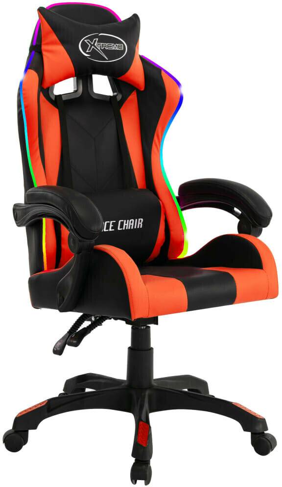 vidaXL Gaming-Stuhl mit RGB LED-Leuchten vidaXL Gaming-Stuhl mit RGB LED-Leuchtenorange/schwarz Kunstleder